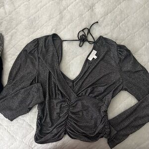 Love Squared Charcoal Ruched Blouse